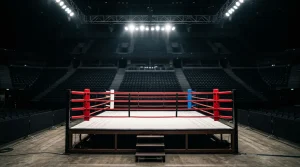 Calendario mural con fechas marcadas y guantes de boxeo sobre mesa con documentos