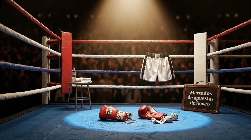 Pizarra de cuotas con mercados de apuestas de boxeo para un combate de campeonato mundial